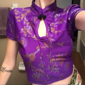 Faux silk & spandex top